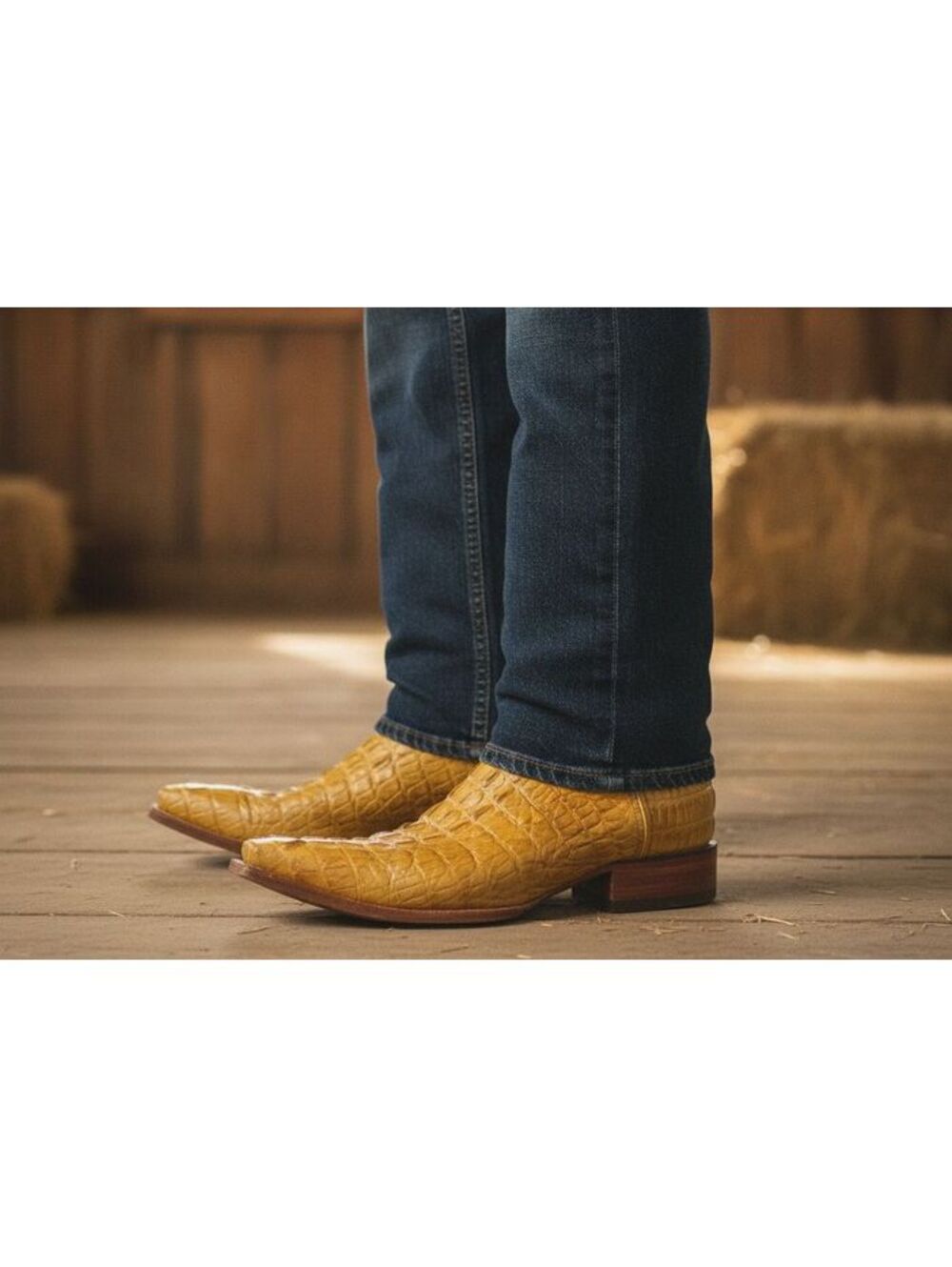 Breton Horse Boots Men’s Yellow Pointed J Toe Leather Cowboy Boots Size 9.5